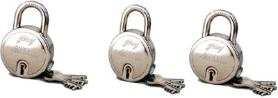 

Godrej ROUND 6 LEVERS PACK OF 3 Padlock(Silver)