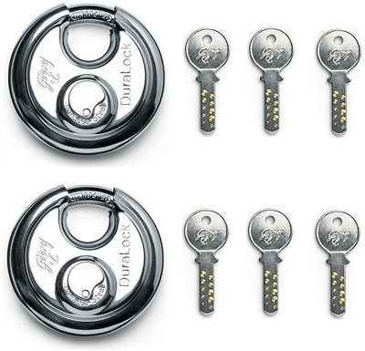 

Godrej (DISC PAD-LOCKS) DURA SHUTTER LOCK (3 KEYS) PACK OF 2 Padlock(Silver)
