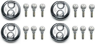 

Godrej (DISC PAD-LOCKS) DURA SHUTTER LOCK 70MM (3 KEYS) PACK OF 4 Padlock(Silver)