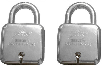 

Godrej square 8 levers (65mm) pack of 2 Padlock(Silver)