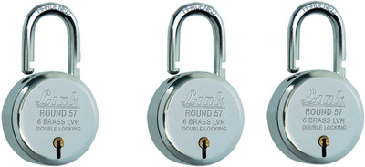 

Link+ ROUND LOCK 57MM PACK OF 3 Padlock(Silver)