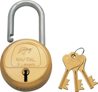 

Godrej 6 Levers - Long Shackle - 3 Key Lock(Gold)