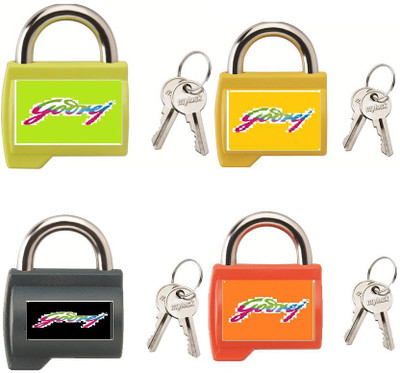 Godrej MYLOCK CANDY PACK OF 4 Padlock(Orange, Black, Yellow, Green)