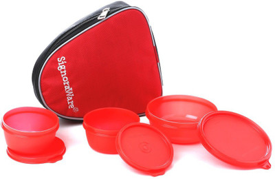 

Signoraware 531 sleek With Bag 3 Containers Lunch Box(700 ml), Red