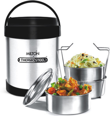 

Milton Royal Tiffin 3 Lunch Box 3 Containers Lunch Box(900 ml), Silver
