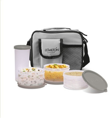 

Milton Meal Combi KB--075 4 Containers Lunch Box(750 ml), Gray