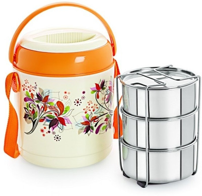 

Cello World Mark 3 Insulated Lunch Carrier 3 Containers Lunch Box(800 ml), Orange