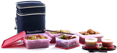 

Signoraware 504 6 Containers Lunch Box(3310 ml), Pink