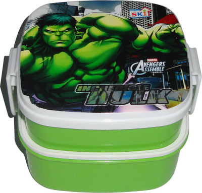

SKI Avengers Assemble Incredible HULK 2 Containers Lunch Box(750 ml), Green;white