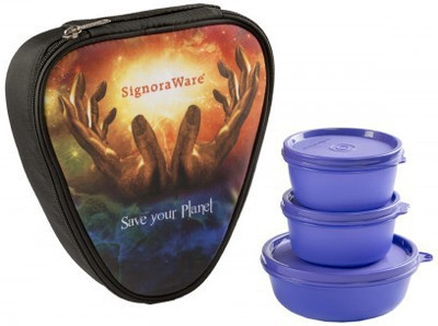 Signoraware Galaxy Sleek Violet 3 Containers Lunch Box 700 ml