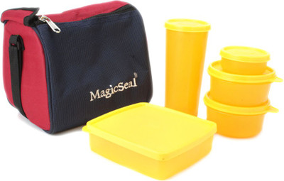 

Polyset Magic Seal-Luxur 5 Containers Lunch Box(1270 ml), Yellow