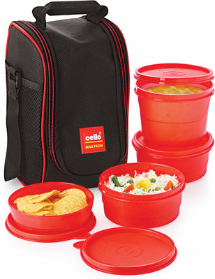 

Cello 0000000 4 Containers Lunch Box(550 ml), Red