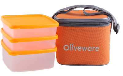 

Oliveware LB#48orange 3 Containers Lunch Box(1350 ml), Multicolor
