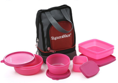 

Signoraware 536 Carry 4 Containers Lunch Box(950 ml), Pink