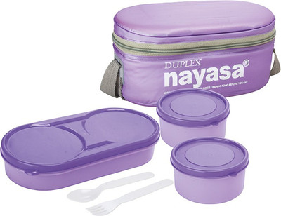 Nayasa Duplex Purple 3 Containers Lunch Box(350 ml)