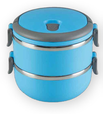 

Blossoms Blue Stainless Steel Double Layer 2 Containers Lunch Box 2 Containers Lunch Box(1400 ml)