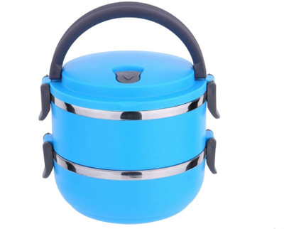 

Lavi Healthy & Hygienic Office & Works 2 Containers Lunch Box(1400 ml), Blue