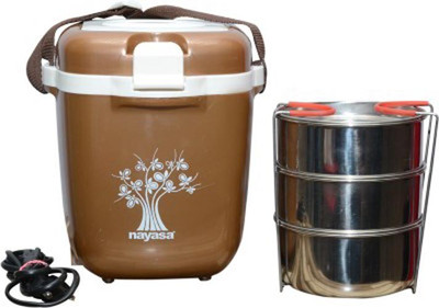 

Nayasa Electric Plastic Tiffin 3 Containers Lunch Box(500 ml), Brown