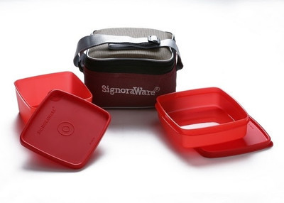 

Signoraware Quick Carry Lunch Box (With Bag) - Red 2 Containers Lunch Box(1200 ml)
