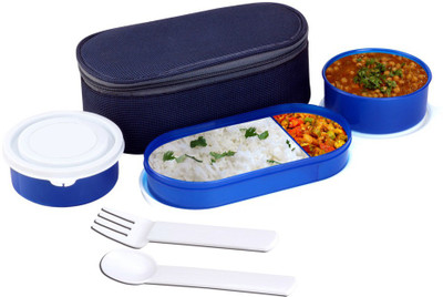 

Divsam Bno Leakproof Tiffin Pack & 3 Containers Lunch Box(450 ml), Blue;white