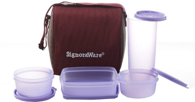 Signoraware 519 4 Containers Lunch Box(1250 ml), Mauve