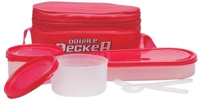 Milton Xclusive 2 double decker 3 Containers Lunch Box(600 ml), Pink