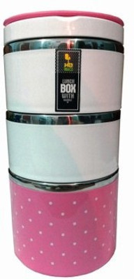 

Viva VIHOMIO3LROP 3 Containers Lunch Box(1230 ml), Pink