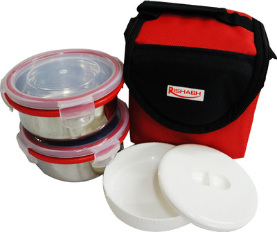 

Rishabh Super Lunch 2 3 Containers Lunch Box(600 ml), Red