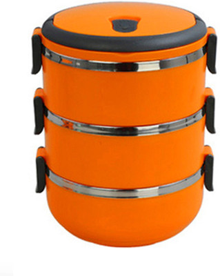 

MOG Easy Lock Stainless Steel Triple Layer 3 Containers Lunch Box(2100 ml), Orange