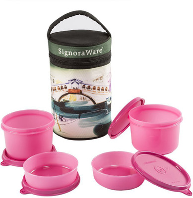

Signoraware P10509 4 Containers Lunch Box(250 ml), Pink