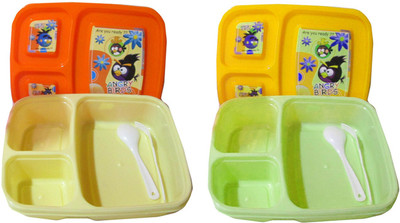 

Goldcave Lunch Box for Kids -Three section 2 Containers Lunch Box(450 ml), Multicolor