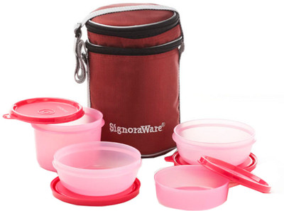 

Signoraware 534 4 Containers Lunch Box(1110 ml), Pink