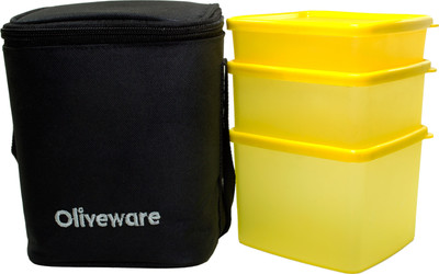 

Oliveware LB#50black 3 Containers Lunch Box(1850 ml), Multicolor
