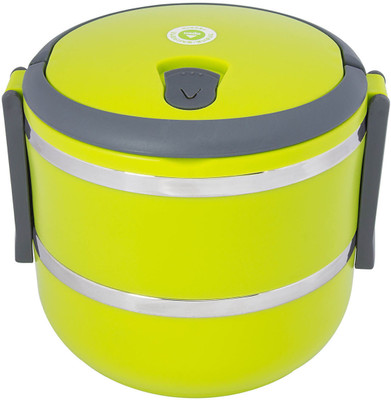 

Homio Double Layer Round 2 Containers Lunch Box(1400 ml), Green