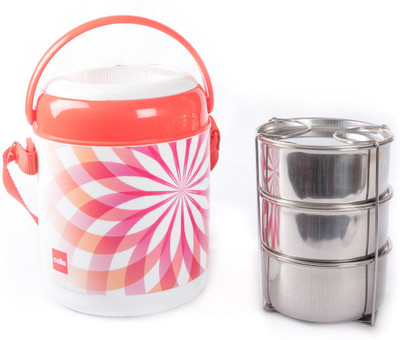 

Cello 134596 3 Containers Lunch Box(800 ml), Red