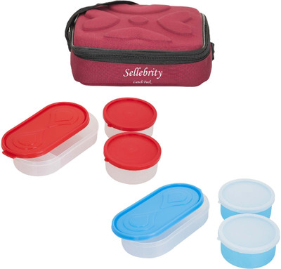 

Sellebrity Combo Andy Maroon 6 Containers Lunch Box(1300 ml), Multicolor