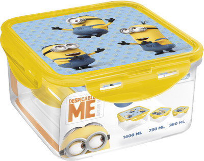 

Minions Square 3 Containers Lunch Box(2440 ml), Blue;yellow