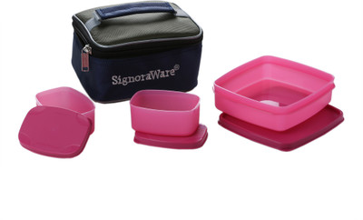 

Signoraware Hot 'n' Cute 3 Containers Lunch Box(550 ml), Pink
