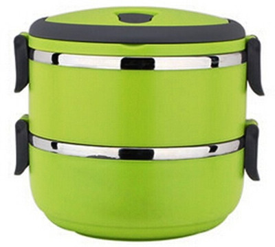 

MOG Easy Lock Stainless Steel Double Layer 2 Containers Lunch Box(1400 ml), Green