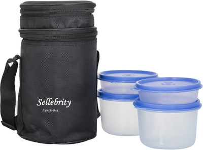 

Sellebrity 4 Round Black Perfect Plastic 4 Containers Lunch Box(800 ml)