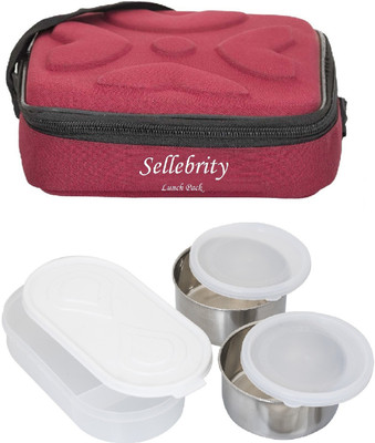 

Sellebrity Maroon Perfect 3 Containers Lunch Box(650 ml)