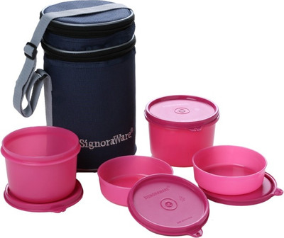 

Signoraware Executive Lunch Box (with Bag) 4 Containers Lunch Box(1100 ml), Pink