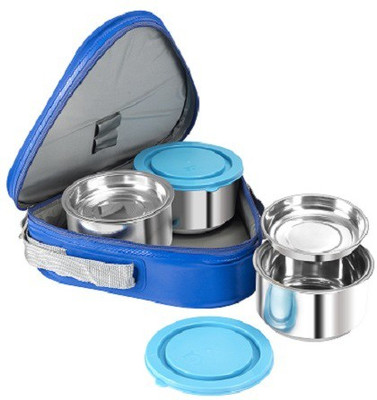 

Nano Nine Midday Meal Pack Stainless Steel Double Wall Insulated 3 Containers Lunch Box(780 ml), Silver