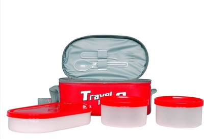 

Milton Travel mate 3 Containers Lunch Box(750 ml), Red