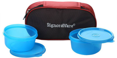 

Signoraware Mid day 2 Containers Lunch Box(620 ml), Blue