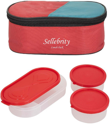Sellebrity Executive Red 3 3 Containers Lunch Box(650 ml)