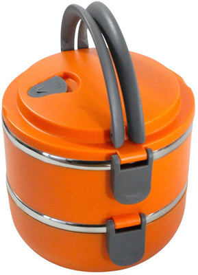 

Mood of Wood Two Layer Tiffin Box 2 Containers Lunch Box(1400 ml), Orange