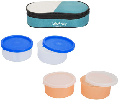 

Sellebrity Combo Rectangle Green 4 Containers Lunch Box(800 ml), Multicolor