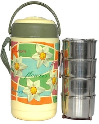 Cello World Mark 4 Insulated Lunch Carrier 4 Containers Lunch Box(1000 ml), Green