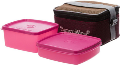 Signoraware Quick Carry (with bag)-511 2 Containers Lunch Box(850 ml), Pink